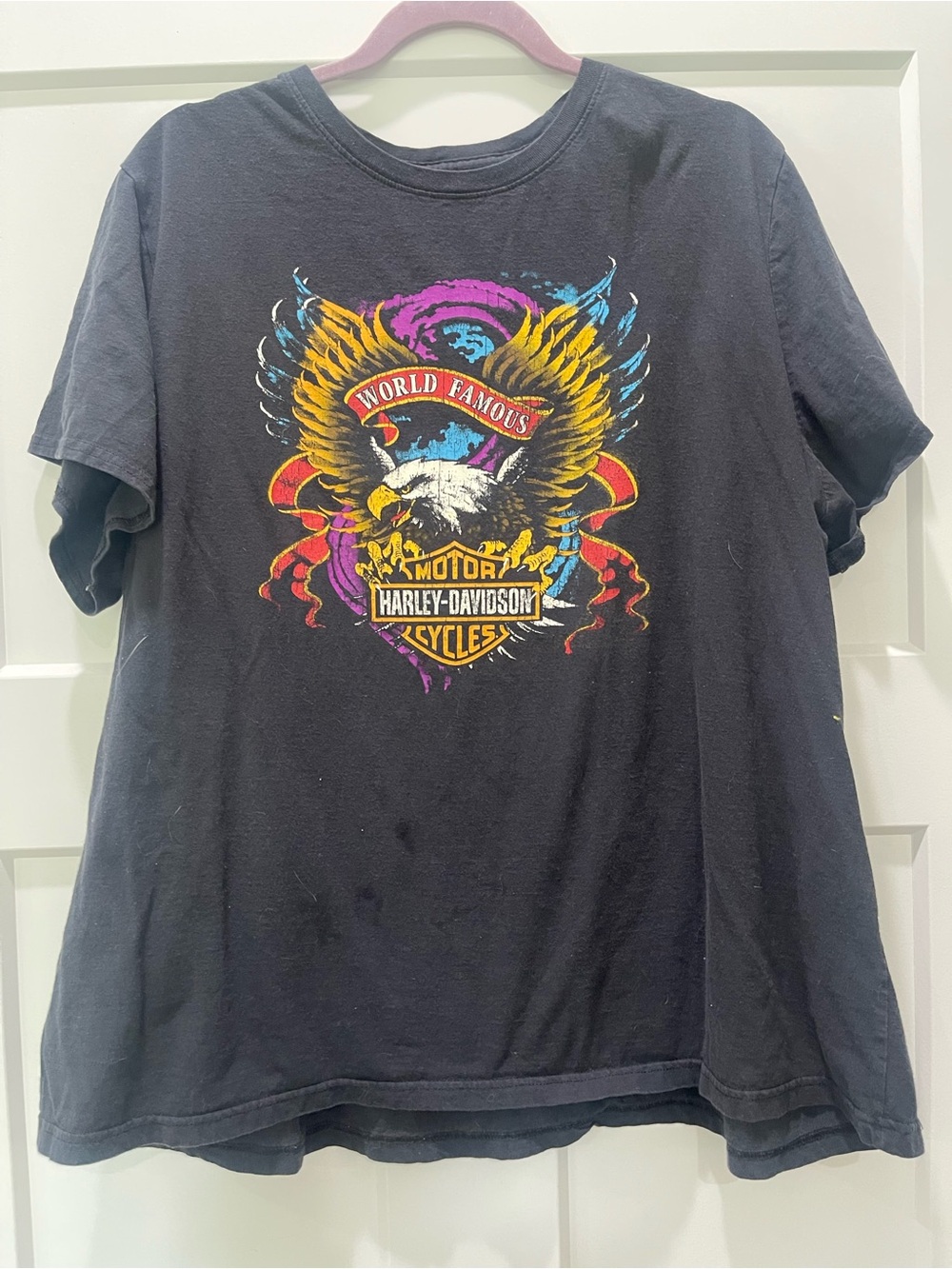 Harley-Davidson Black Tee with Yellow Eagle Graphic